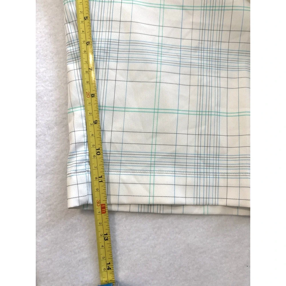 Nike Golf‎ Shorts Plaid Shorts White Green Blue Lightweight Performance Size 38